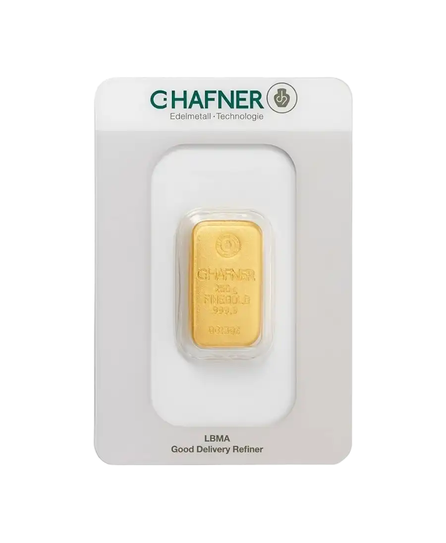 Lingot d'Or Coulé de 250 Grammes HAFNER