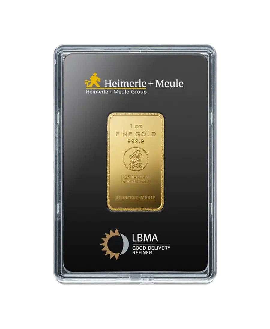 Lingot Or 1 Once HEIMERLE & MEULE (Étampé)