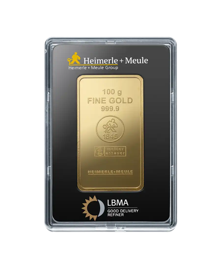 Lingot d'Or 100 Grammes de HEIMERLE + MEULE
