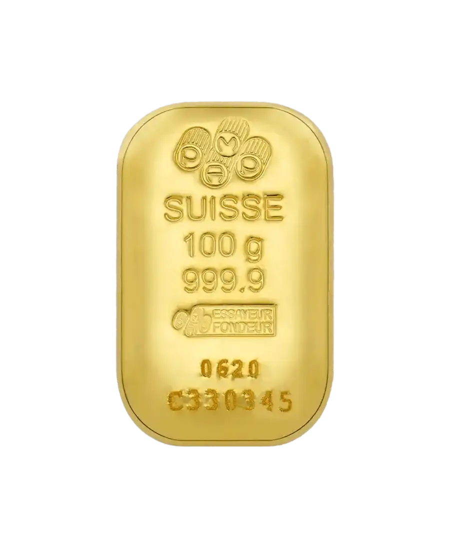 Lingot d'Or Coulé 100 Grammes de PAMP