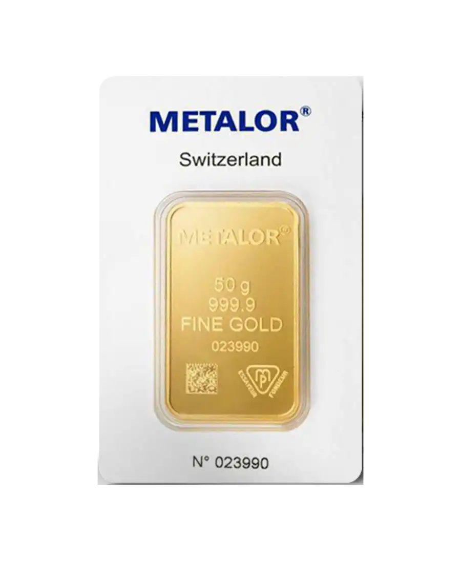 Lingot METALOR Or 50 Grammes